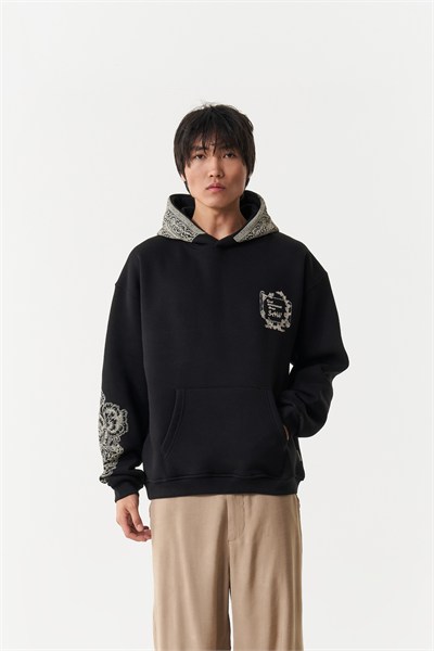 Threads of Majesty Oversize Erkek Sweatshirt Siyah