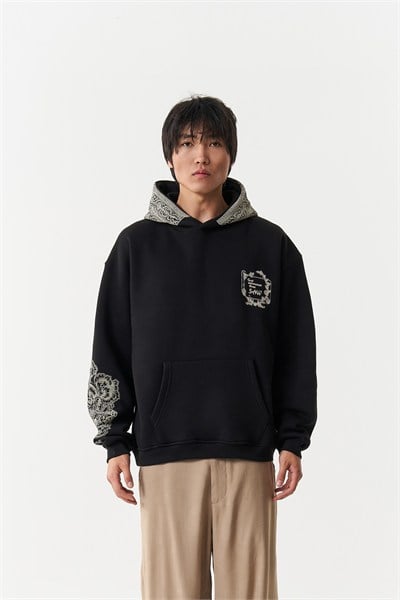 Threads of Majesty Oversize Erkek Sweatshirt Siyah