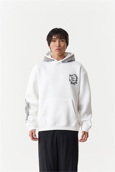 Threads of Majesty Oversize Erkek Sweatshirt Ekru