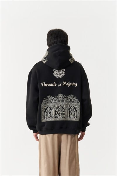 Threads of Majesty Oversize Erkek Sweatshirt Siyah
