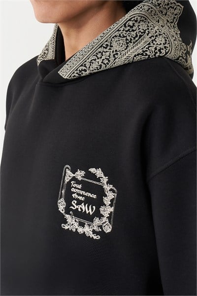 Threads of Majesty Oversize Erkek Sweatshirt Siyah