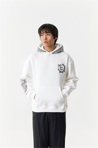Threads of Majesty Oversize Erkek Sweatshirt Ekru