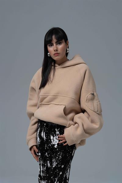 Urban Shield Oversize Welsoft Sweatshirt Kadın Bej
