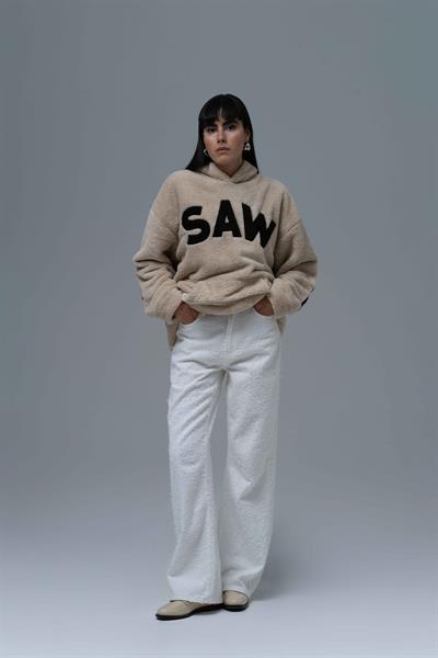 Time Of Choose Oversize Welsoft Sweatshirt Kadın Açık Bej