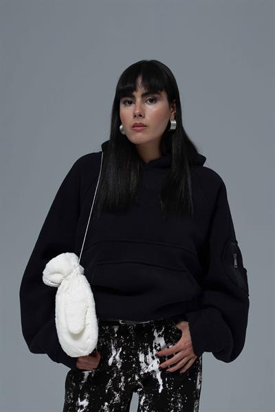 Urban Shield Oversize Welsoft Sweatshirt Kadın Siyah