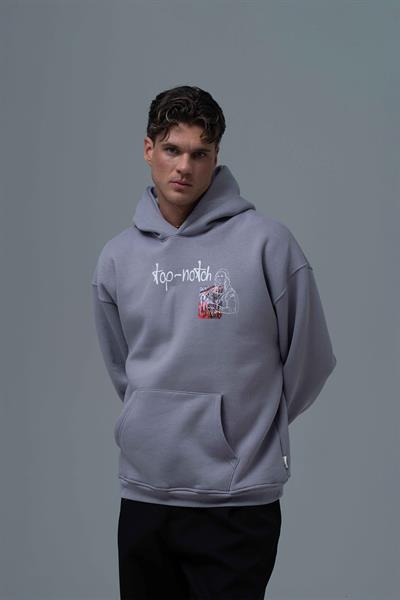 Top-Notch Oversize Sweatshirt Erkek Gri