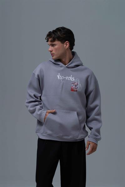 Top-Notch Oversize Sweatshirt Erkek Gri