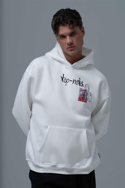 Top-Notch Oversize Sweatshirt Erkek Ekru