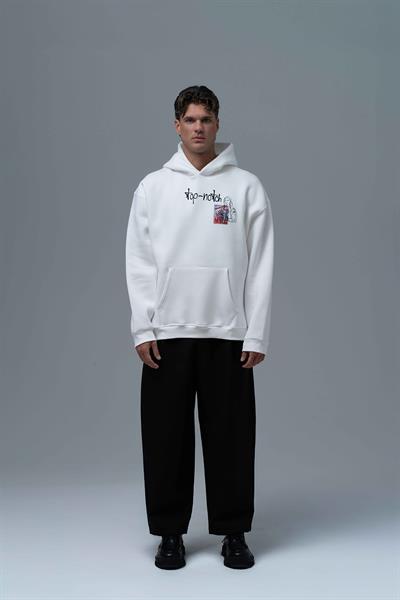 Top-Notch Oversize Sweatshirt Erkek Ekru