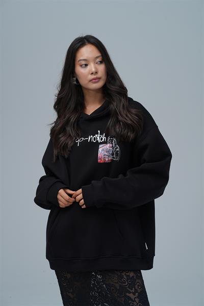 Top-Notch Oversize Sweatshirt Kadın Siyah
