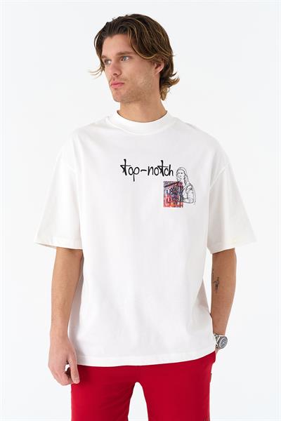 Top-Notch Oversize Tişört Erkek Ekru