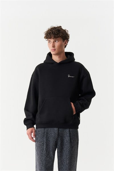Unspoken Canvas Oversize Erkek Sweatshirt Siyah