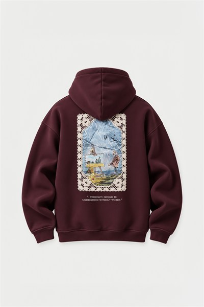Unspoken Canvas Oversize Erkek Sweatshirt Mürdüm