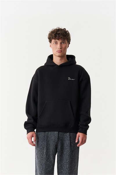 Unspoken Canvas Oversize Erkek Sweatshirt Siyah