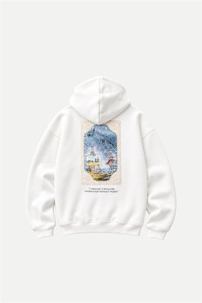 Unspoken Canvas Oversize Erkek Sweatshirt Ekru