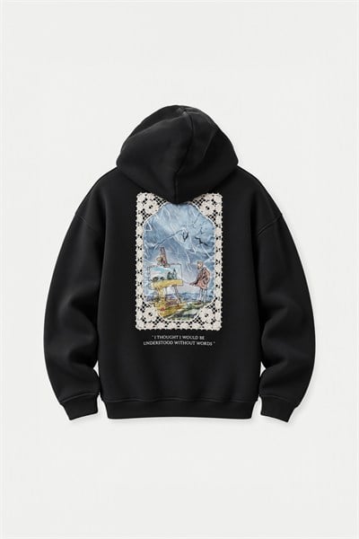 Unspoken Canvas Oversize Erkek Sweatshirt Siyah