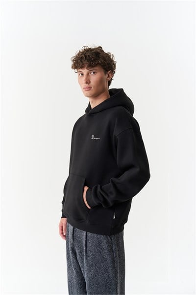 Unspoken Canvas Oversize Erkek Sweatshirt Siyah