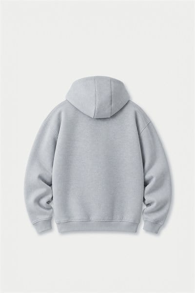 Urban Contour Oversize Erkek Fermuarlı Sweatshirt Gri Melanj
