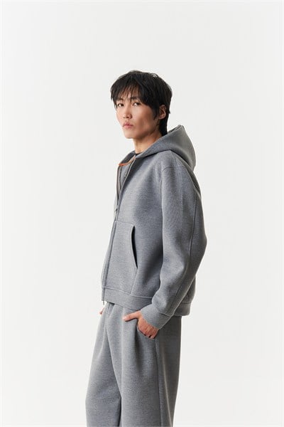 Urban Contour Oversize Erkek Fermuarlı Sweatshirt Antrasit