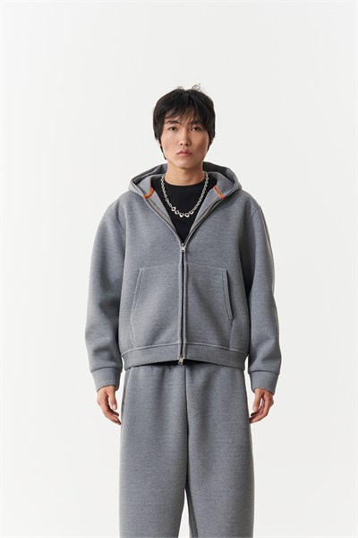 Urban Contour Oversize Erkek Fermuarlı Sweatshirt Antrasit