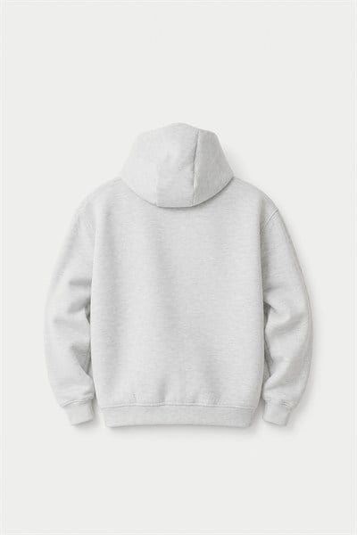 Urban Contour Oversize Erkek Fermuarlı Sweatshirt Kar Melanj
