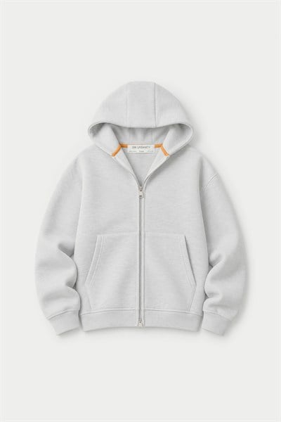 Urban Contour Oversize Erkek Fermuarlı Sweatshirt Kar Melanj