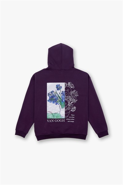 Van Gogh Irises Oversize Sweatshirt Erkek Mor