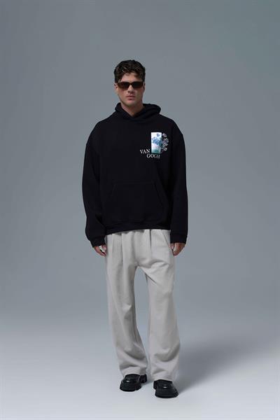 Van Gogh Irises Oversize Sweatshirt Erkek Siyah