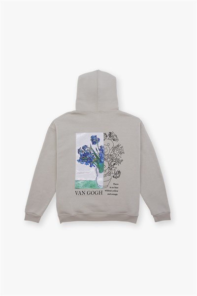 Van Gogh Irises Oversize Sweatshirt Erkek Stone