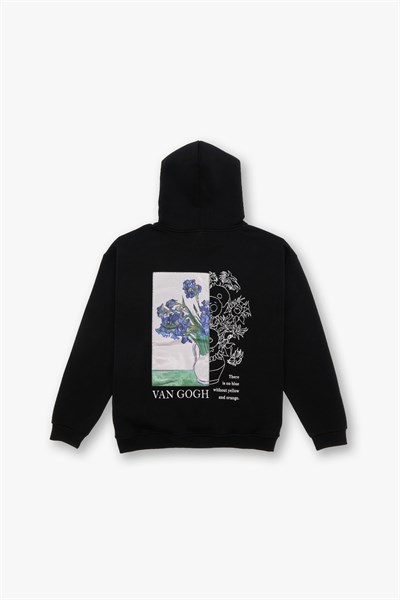 Van Gogh Irises Oversize Sweatshirt Erkek Siyah