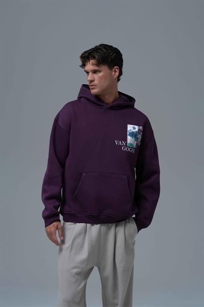 Van Gogh Irises Oversize Sweatshirt Erkek Mor