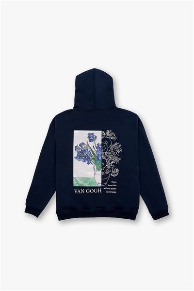 Van Gogh Irises Oversize Sweatshirt Erkek İndigo