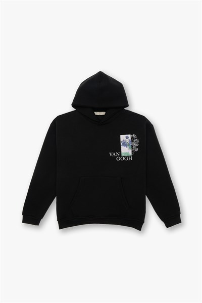 Van Gogh Irises Oversize Sweatshirt Erkek Siyah