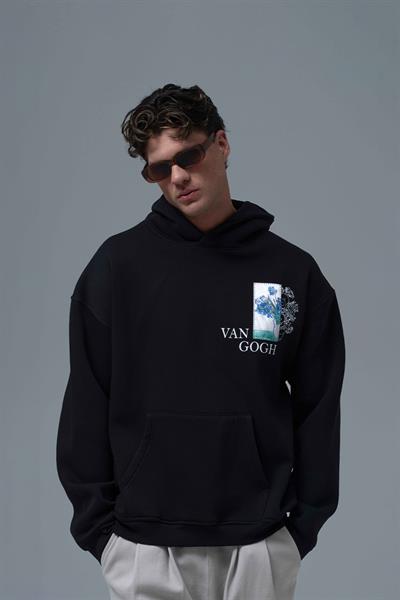 Van Gogh Irises Oversize Sweatshirt Erkek Siyah