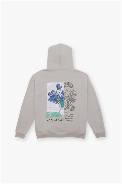 Van Gogh Irises Oversize Sweatshirt Kadın Stone