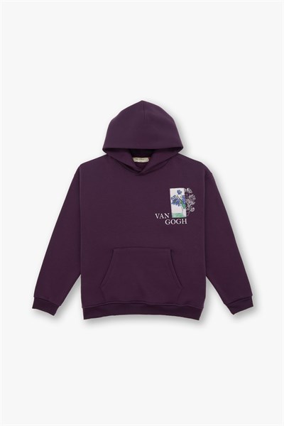 Van Gogh Irises Oversize Sweatshirt Kadın Mor