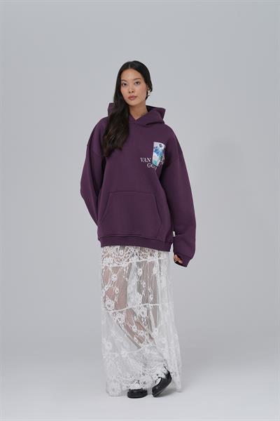 Van Gogh Irises Oversize Sweatshirt Kadın Mor