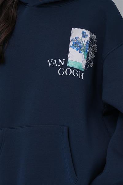 Van Gogh Irises Oversize Sweatshirt Kadın İndigo