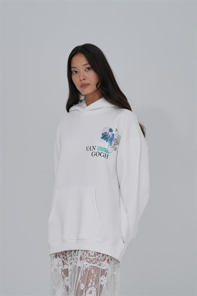 Van Gogh Irises Oversize Sweatshirt Kadın Ekru