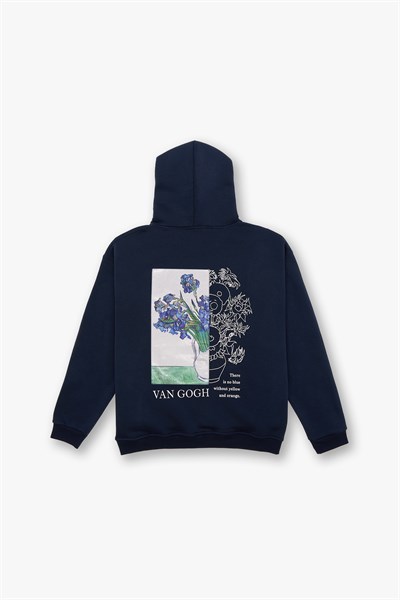 Van Gogh Irises Oversize Sweatshirt Kadın İndigo