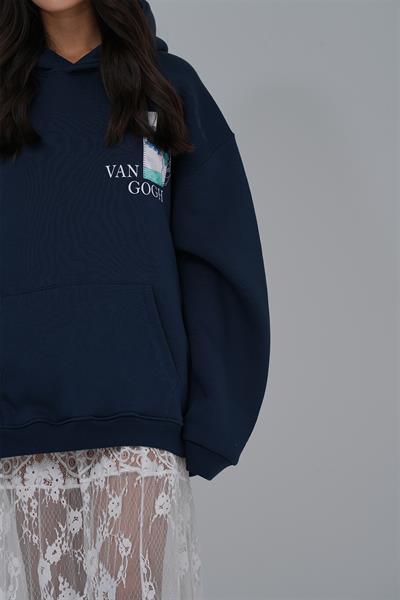 Van Gogh Irises Oversize Sweatshirt Kadın İndigo