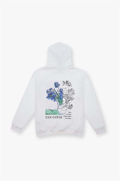 Van Gogh Irises Oversize Sweatshirt Kadın Ekru