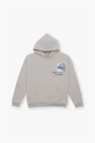 Van Gogh Irises Oversize Sweatshirt Kadın Stone
