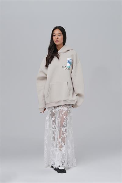Van Gogh Irises Oversize Sweatshirt Kadın Stone