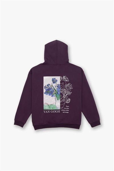 Van Gogh Irises Oversize Sweatshirt Kadın Mor