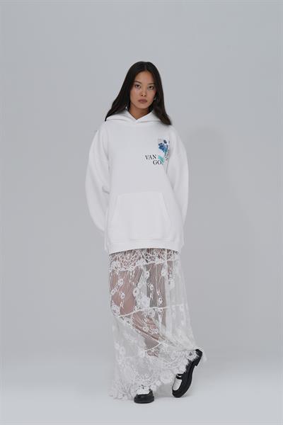 Van Gogh Irises Oversize Sweatshirt Kadın Ekru