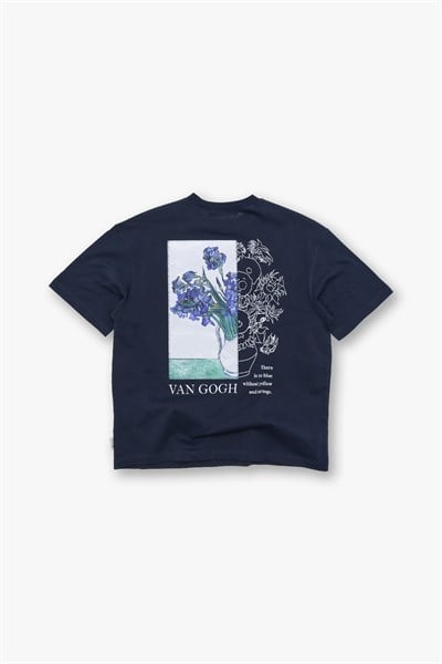 Van Gogh Irises Oversize Tişört Erkek Lacivert