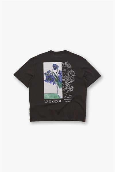 Van Gogh Irises Oversize Tişört Erkek Kahverengi