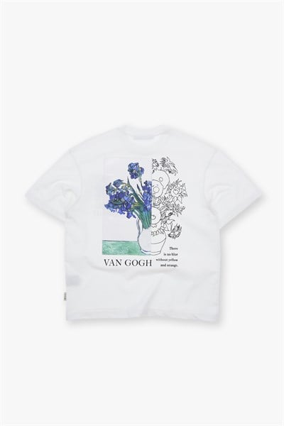 Van Gogh Irises Oversize Tişört Erkek Ekru