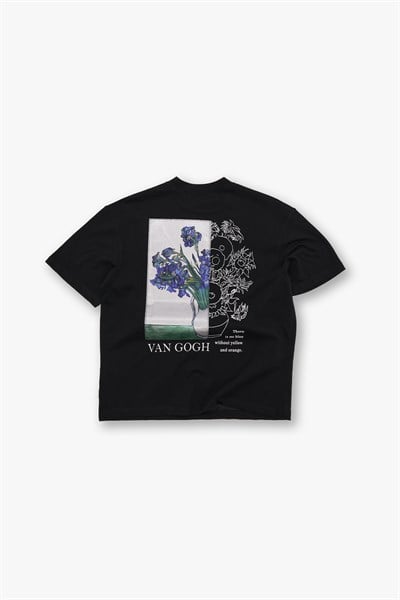 Van Gogh Irises Oversize Tişört Erkek Siyah